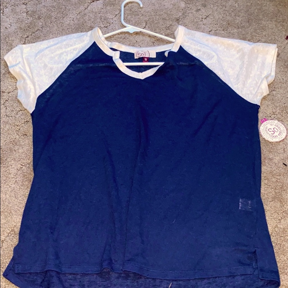 Blue and White SO Thin T Shirt